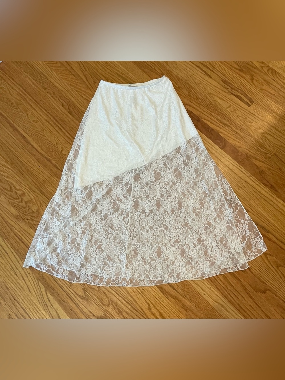 See You Monday White Lace A-Line Maxi Skirt